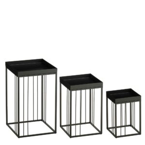 Bijzettafel set Beth Zwart smal
