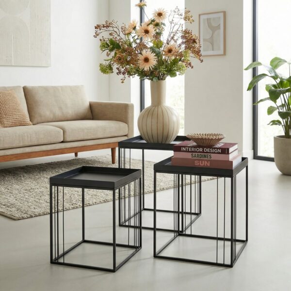 Bijzettafel set Beth Zwart breed - foto 5