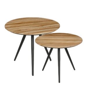Bijzettafel set Jailey Bruin rond