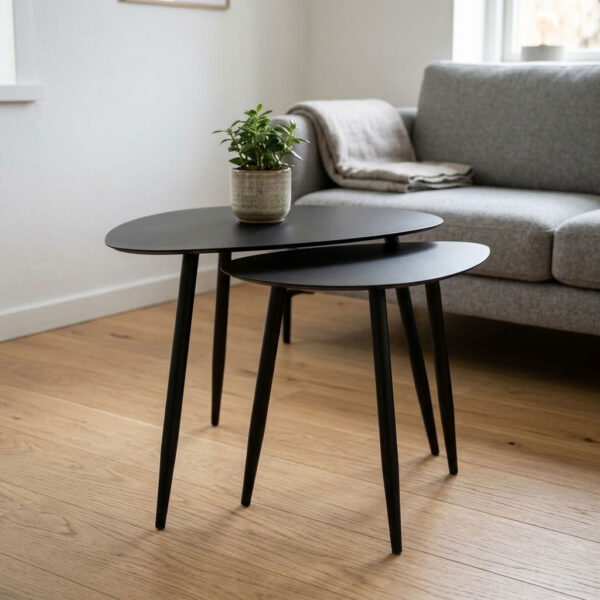 Bijzettafel set Zwart in een sfeervol interieur