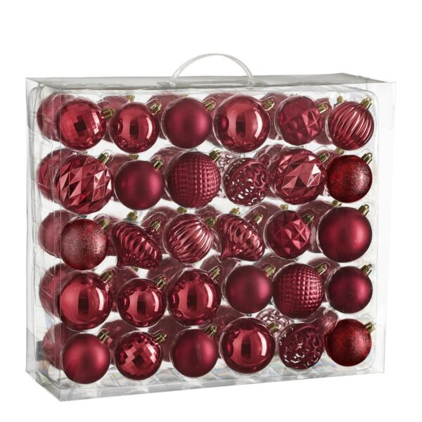 Kerstballen set Unbreakable baubles Donkerrood