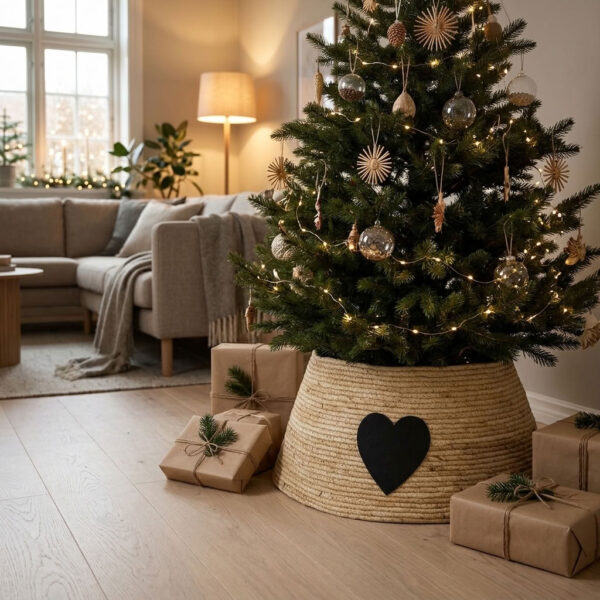 Kerstboomrok Crème in een sfeervol interieur
