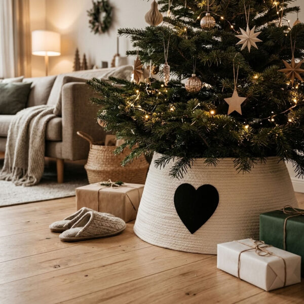 Kerstboomrok Wit in een sfeervol interieur