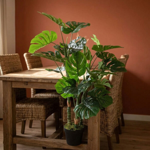 Kunstplant Monstera Groen 75×75×100 cm in een sfeervol interieur