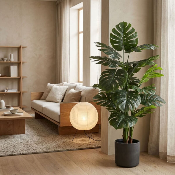Kunstplant Monstera Groen 80×80×160 cm in een sfeervol interieur