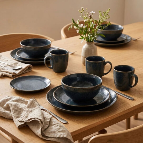 Servies set Racco Antraciet (16-delig) in een sfeervol interieur