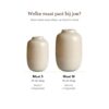 Vaas Artic Elite Beige: maat S 29 cm hoog, maat M 35 cm hoog, naast elkaar op schaal