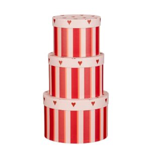 Opbergdozen set Hartjes Rood