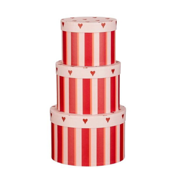 Opbergdozen set Hartjes Rood