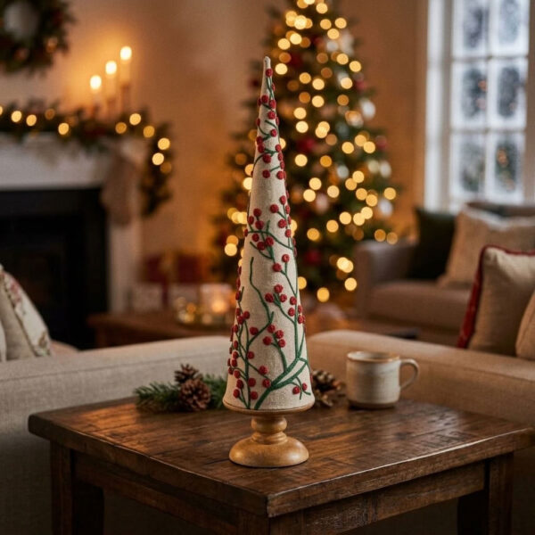 Decoratieve kerstboom Geborduurd 55 cm in een sfeervol interieur