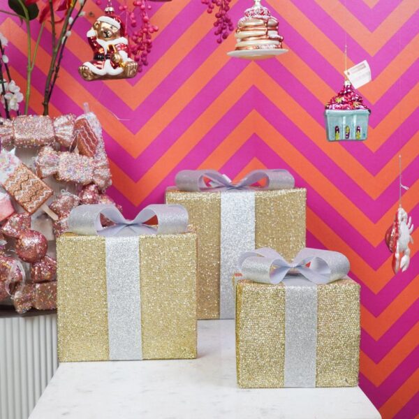 Led kerstcadeau goud zilver – sfeerfoto