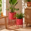 Bloempot set Dione Roze-Rood – sfeerfoto