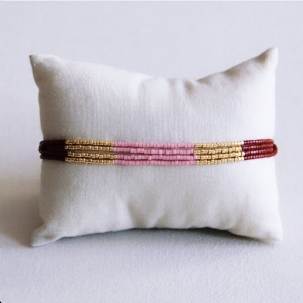 Viervoudige Miyuki-armband – bruin/lila/verguld – foto 2