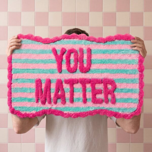 Badmat You Matter roze/mint 80 x 50 cm