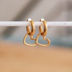 Brede creool met open hart – goud