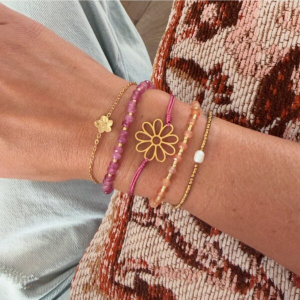 Edelsteen armband met vergulde Miyuki – magenta – foto 2