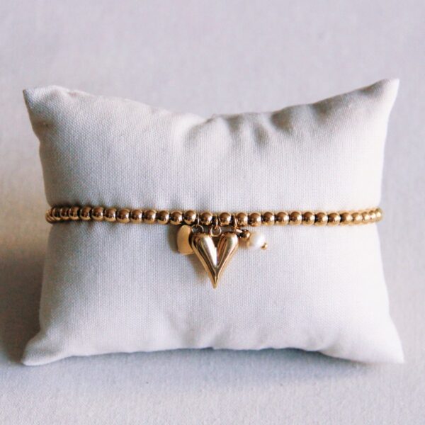 Kralen armband met harten en mini parel