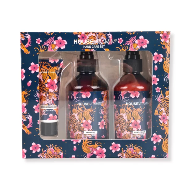 Handverzorging cadeauset hout & salie in cadeaudoos met handzeep, handcrème en mini-handcrème