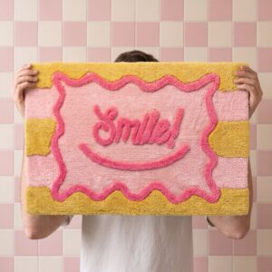 Badmat Smile Roze/Geel 80 x 50 cm