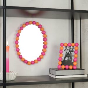 Spiegel Ovaal Bubbels Neon Roze/Oranje – 29 x 22,5 cm