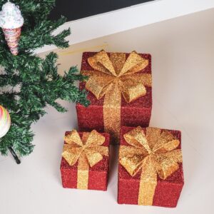 LED Kerstcadeau Rood/Goud – Set van 3
