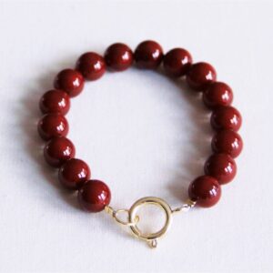 Natuursteen kralenarmband XL – donkerrood