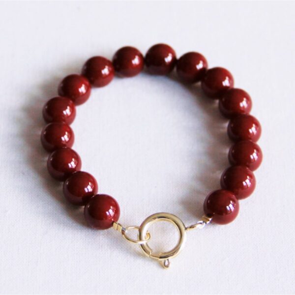 Natuursteen kralenarmband XL in donkerrood