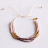 Viervoudige Miyuki-armband in nude, taupe en verguld