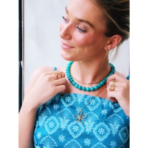 Kralenketting van donut-edelstenen – lichtblauw