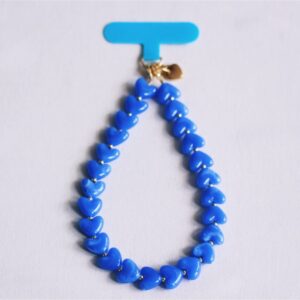 Telefoonkoord met hartjes – blauw