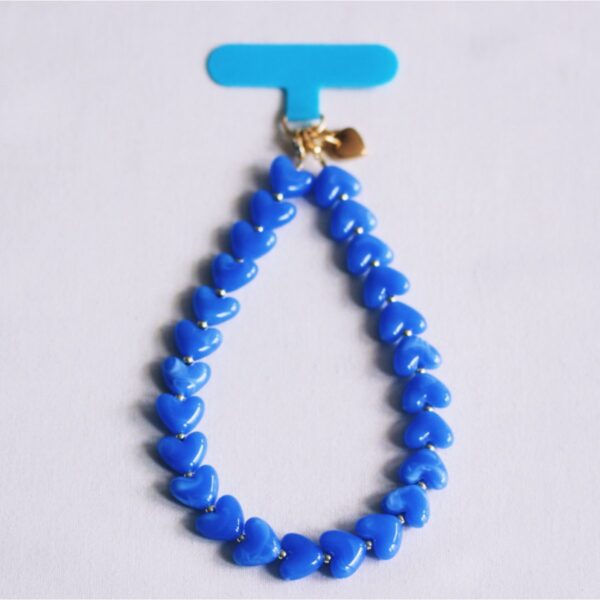 Telefoonkoord met hartjes in blauw