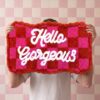 Badmat Hello Gorgeous roze/rood 80 x 50 cm