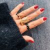 Statement ring retro gestreept XL – goud – foto 2