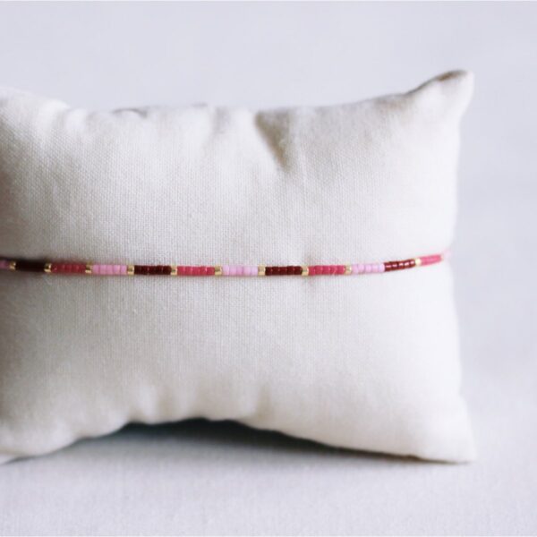 Miyuki armband colorblocking in bordeaux en roze