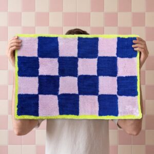 Badmat Geblokt Roze/Blauw/Geel 80 x 50 cm