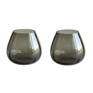 Waxinelichthouder Tasman XS Ribbed Grijs – Set van 2