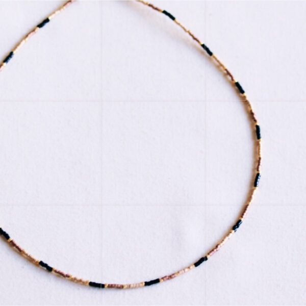 Miyuki ketting in brons, zwart en verguld