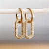Oorbel met ovale kristallen hanger in goud