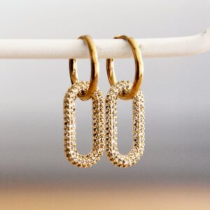 Oorbel met ovale kristallen hanger