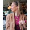 Lange slangenketting met parelmoer hart – goud, foto 3
