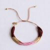 Viervoudige Miyuki-armband in bruin, lila en verguld