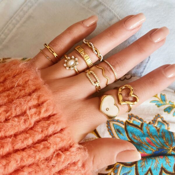 Minimalistische ring met blokjes – goud – foto 2