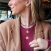Lange slangenketting met parelmoer hart – goud, foto 2