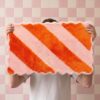 Badmat Gestreept lichtroze/oranje 80 x 50 cm