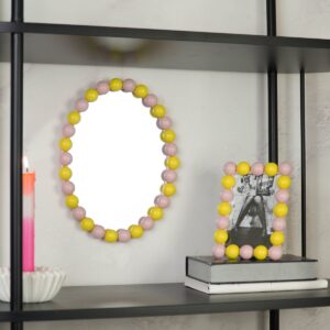 Spiegel Ovaal Bubbels Lichtroze/Geel – 29 x 22,5 cm