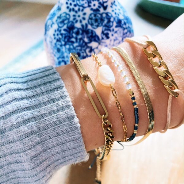 Armband platte slang – goud – foto 2