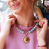 Natuurlijke stenen kralenketting xl – oud groen – foto 3