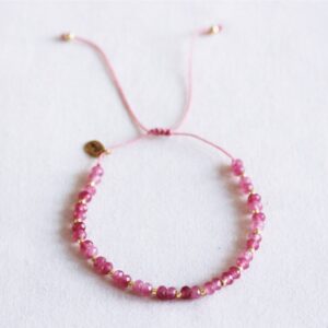 Edelsteen armband met vergulde Miyuki – magenta