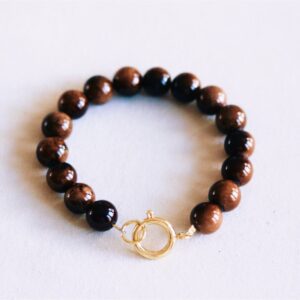 Natuursteen kralenarmband XL – donkerbruin