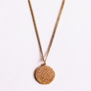 Fijne gevlochten ketting met muntje